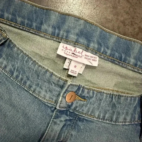 Two Pair Lot — Size 8 Isabel Maternity Under Belly Jean Shorts Midi Short NWT - Picture 2 of 6